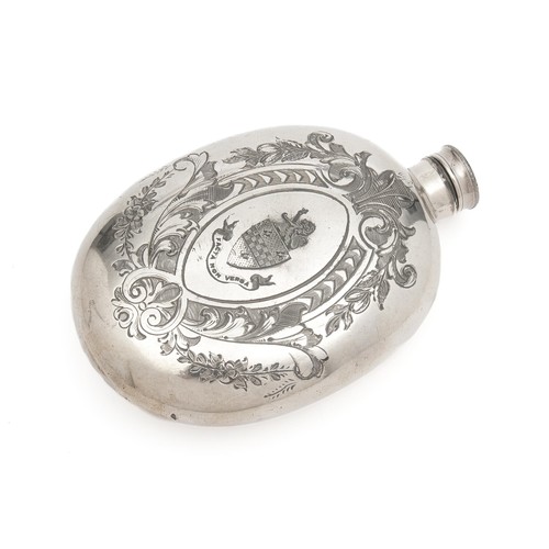 5043 - AN ELECTROPLATE HIP FLASK, JAMES DIXON, LONDON