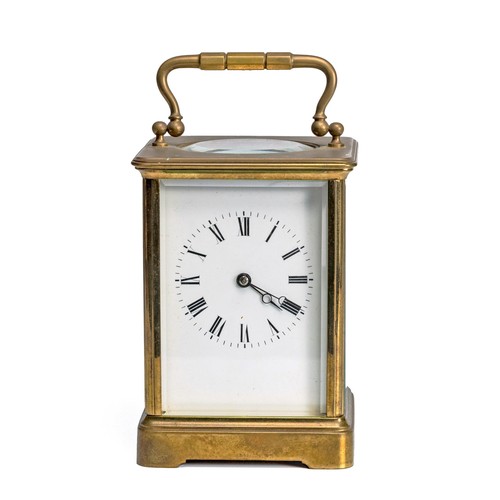 185 - A BRASS CARRIAGE CLOCK