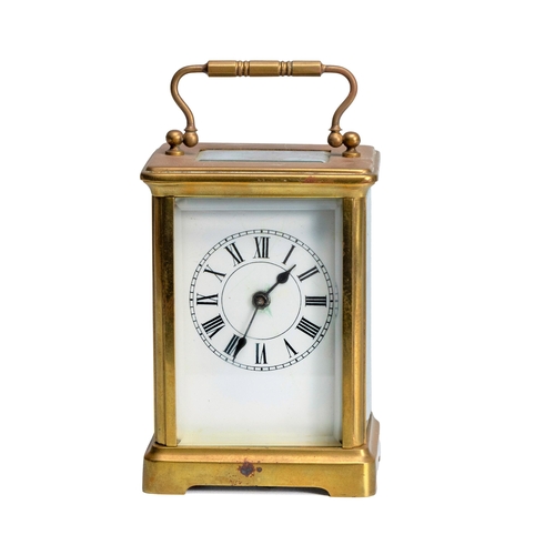 181 - A BRASS CARRIAGE CLOCK