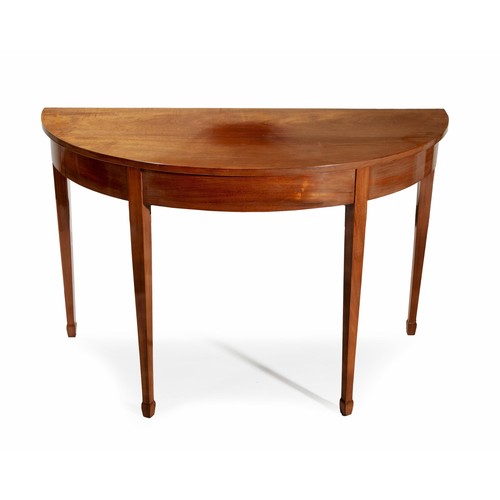 345 - A GEORGE III-STYLE MAHOGANY DEMI-LUNE TABLE, MANUFACTURED BY PIERRE CRONJE