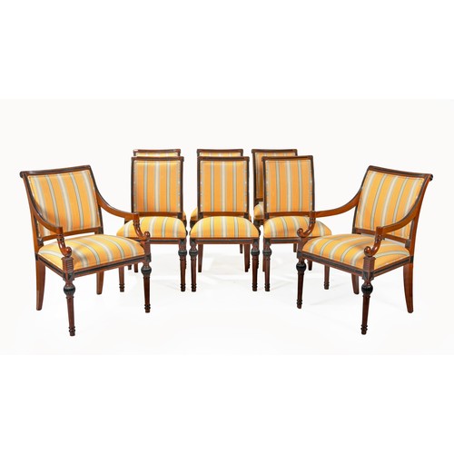 352 - SET OF EIGHT MAHOGANY AND EBONISED DINING CHAIRS, MANUFACTURED BY PIERRE CRONJE