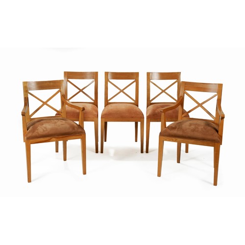 355 - A SET OF EIGHT UPHOLSTERED DINING CHAIRS, MANUFACTURED BY PIERRE CRONJE