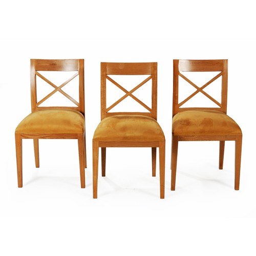 355 - A SET OF EIGHT UPHOLSTERED DINING CHAIRS, MANUFACTURED BY PIERRE CRONJE