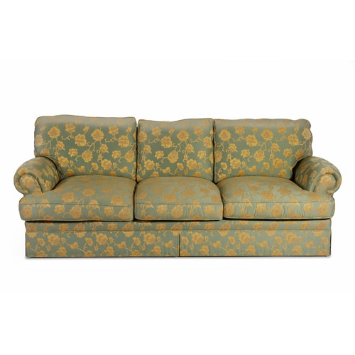 419 - AN UPHOLSTERED THREE-SEATER SETTEE