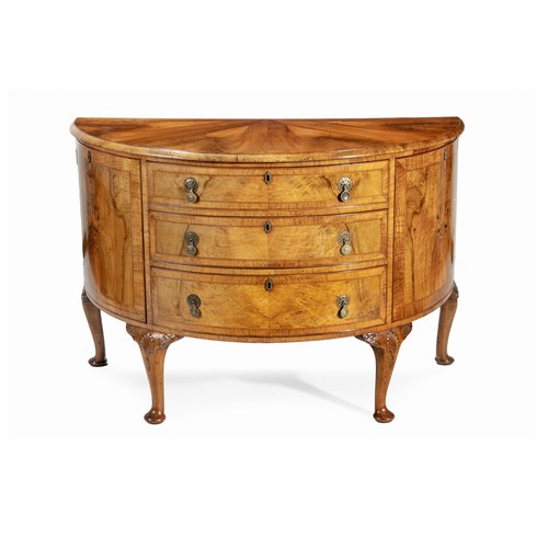 420 - A WALNUT CHEST OF DRAWERS, 19TH CENTURY