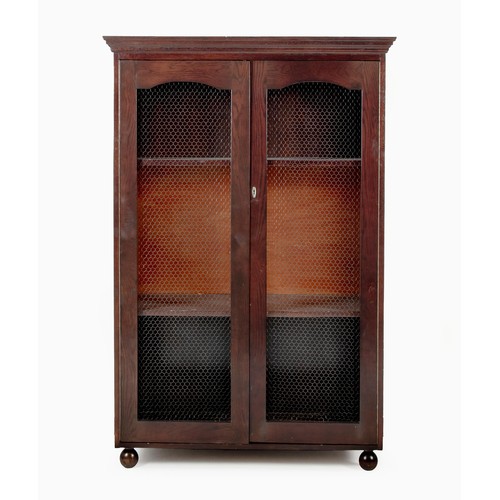 372 - A MAHOGANY FOOD CUPBOARD, MODERN