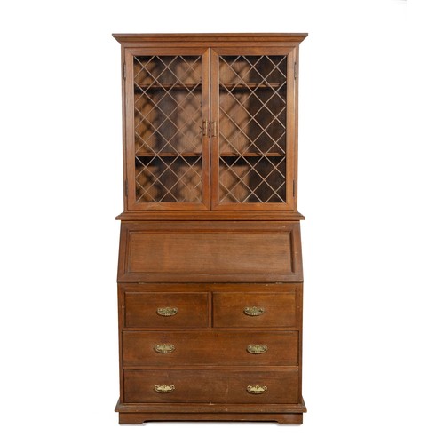 366 - A GEORGE III-STYLE MAHOGANY BUREAU BOOKCASE