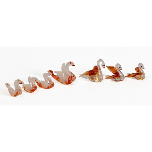 464 - A COLLECTION OF LAMP-WORK GLASS SWANS