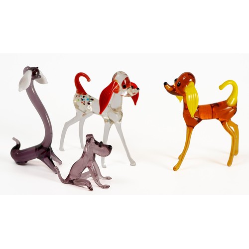 449 - A COLLECTION OF LAMP-WORK GLASS DOGS