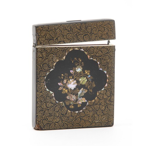 203 - A VICTORIAN TORTOISESHELL AND MOTHER-OF-PEARL INLAID CARD CASE