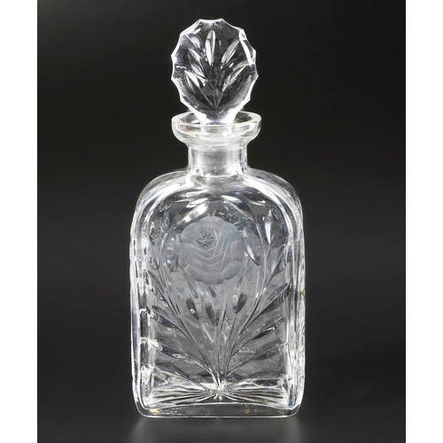 469 - A ROSE CUT CRYSTAL GLASS DECANTER