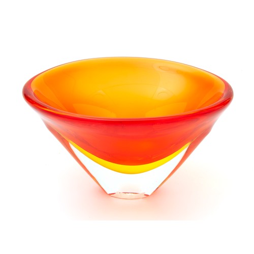 482 - AN ORANGE MURANO GLASS BOWL, SIGNED