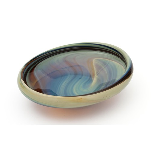 527 - AN AGATE CHALCEDONY OPALESCENCE STUDIO GLASS BOWL -POLISHED -