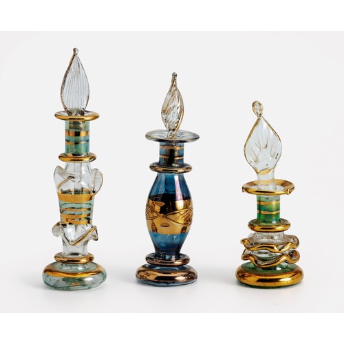 441 - THREE EGYPTIAN GLASS PERFUME BOTTLES