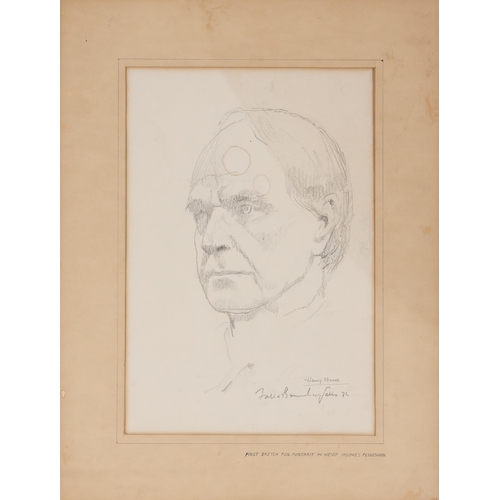 632 - Unattributed artist (20th century) PORTRAIT OF HENRY MOORE (recto); STUDY SKETCH OF HENRY MOORE (ver... 