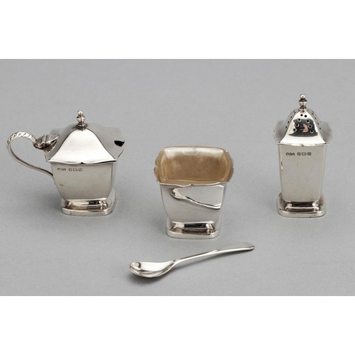 1016 - A CASED GEORGE V SILVER CONDIMENT SET, HENRY CLIFFORD DAVIS, BIRMINGHAM, 1913