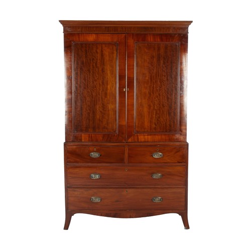 383 - A GEORGE III-STYLE MAHOGANY LINEN PRESS