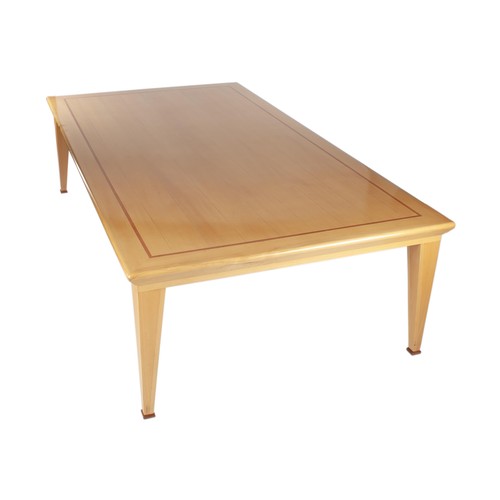 387 - A BLONDE WOOD DINING TABLE, MODERN