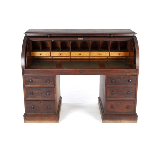 320 - A VICTORIAN MAHOGANY ROLL-TOP DESK