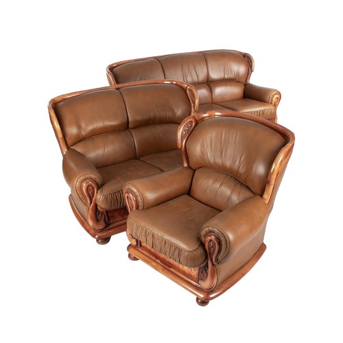 410 - A TAN LEATHER SALON SUITE