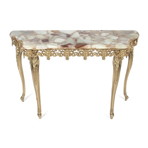 425 - A GILT-METAL MARBLE-TOPPED CONSOLE TABLE