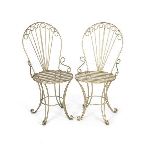 414 - A PAIR OF GILT METAL BALL ROOM CHAIRS