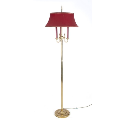 431 - A BRASS THREE-LIGHT STANDARD LAMP