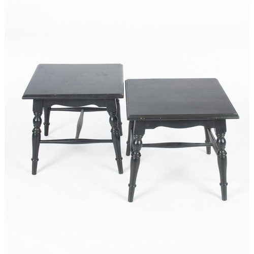 416 - A PAIR OF EBONISED SQUARE-TOPPED OCCASIONAL TABLES