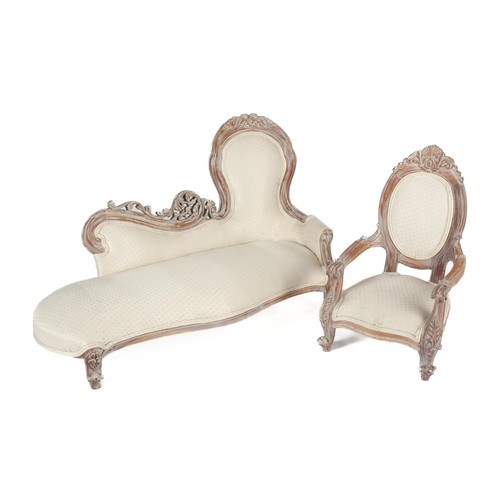 432 - A CHILD’S CHAISE LONGUE AND ARMCHAIR ENSUITE