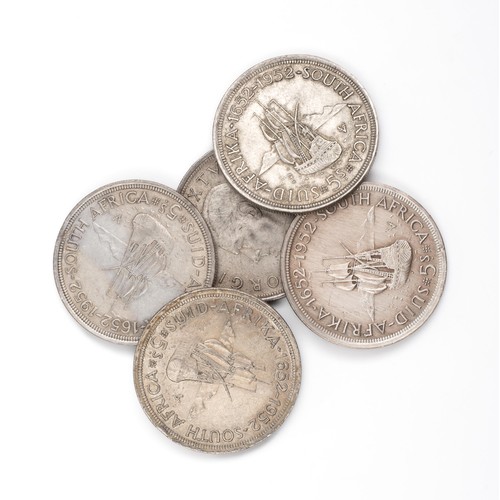 811 - FIVE SOUTH AFRICAN 5 SHILLINGS, 1952