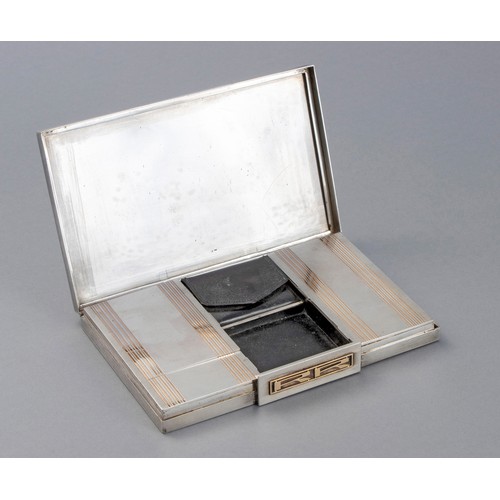 1063 - A GEORGE V SILVER TRAVELLING COMPACT, ASPREY AND CO LTD, LONDON, 1936