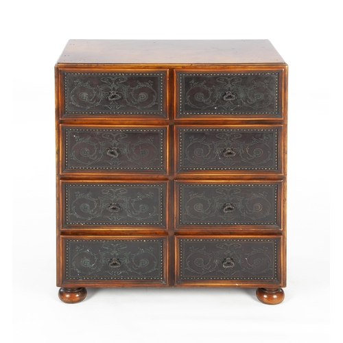 436 - A WALNUT CHEST OF DRAWERS