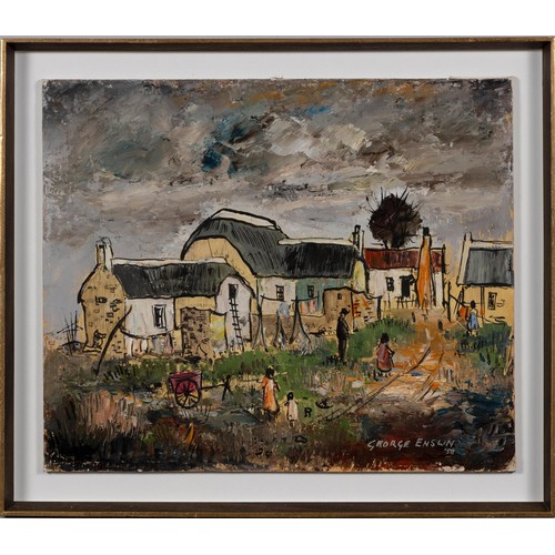 549 - George Enslin (South African 1919-1972) LANDSCAPE WITH FIGURES AND HOUSES