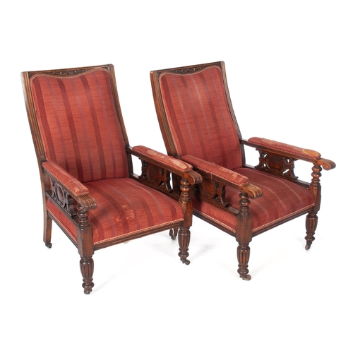 865 - A PAIR OF EDWARDIAN ARMCHAIRS