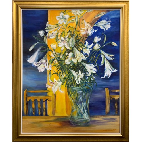 494 - Flanagan (*** 20th Century) WHITE LILLIES STILL LIFE