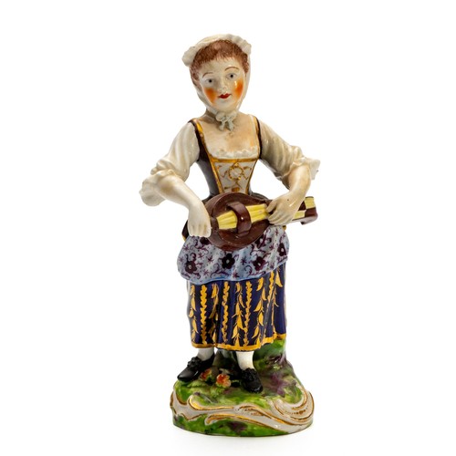 382 - A DERBY PORCELAIN FIGURINE- ‘GIRL WITH MANDOLIN’