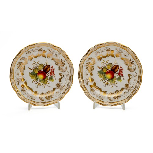 385 - TWO SPODE HAND PAINTED 'GOLDEN VALLEY' SALAD PLATES