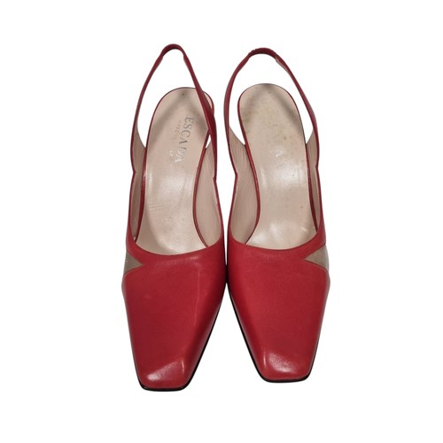 316 - A PAIR OF ESCADA RED LEATHER HEELS