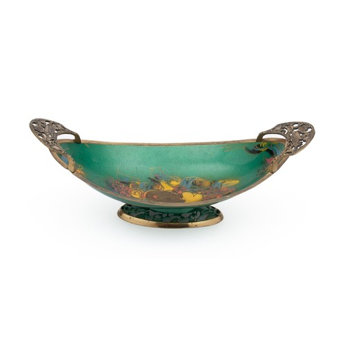 A BRASS AND ENAMELED DISH JERUSALEM