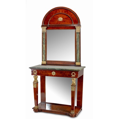 AN EMPIRE MAHOGANY CONSOLE TABLE AND PIER GLASS