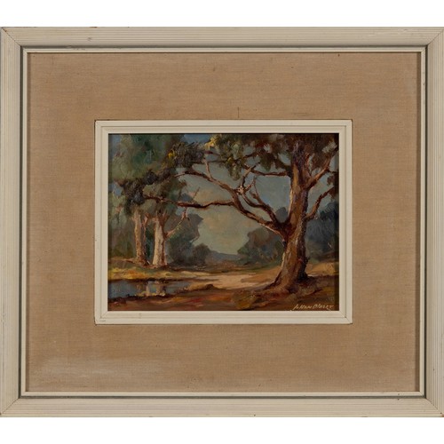 1025 - Johan (Johannes) Oldert (South African 1912-1984) TREES BESIDE A RIVER