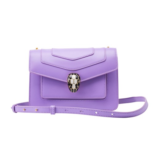18 - A BVLGARI SMALL SERPENTI FOREVER CROSSBODY BAG, CALF LEATHER PURPLE
