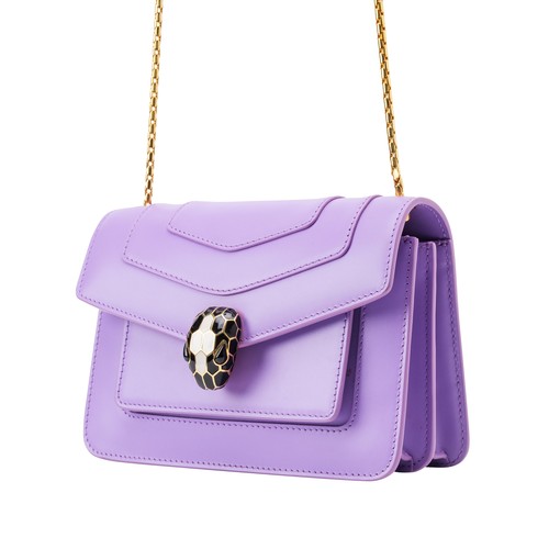 18 - A BVLGARI SMALL SERPENTI FOREVER CROSSBODY BAG, CALF LEATHER PURPLE