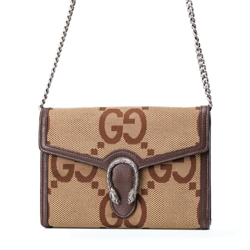 15 - A GUCCI CAMEL EBONY DIONYSUS JUMBO GG WALLET CROSSBODY BAG