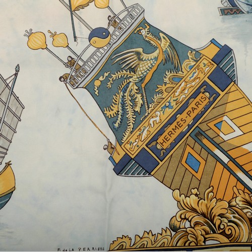 47 - AN HERMÉS JONQUES ET SAMPANS SILK SCARF, CIRCA 1966