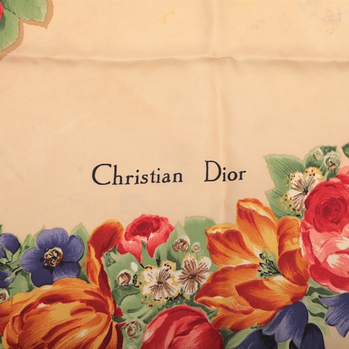 51 - A CHRISTIAN DIOR FLORAL PRINT SILK SCARF