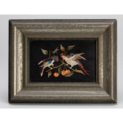 A FRAMED PIETRA DURA INLAID PLAQUE