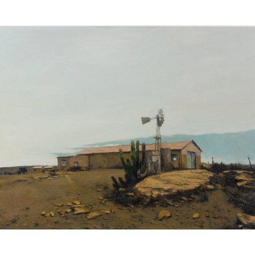 373 - Walter Meyer (South African 1965-2017) FARM BUILDING AND WINDMILL