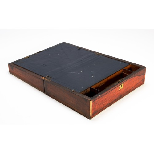 11 - A ROSEWOOD TRAVELLING WRITING DESK, 19TH CENTURY