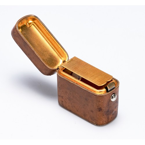 23 - A LEATHER AND GILT VESTA CASE